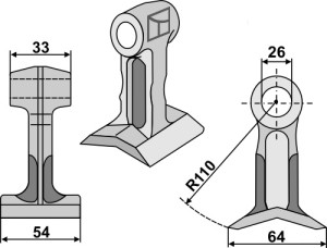 Hamerklepel 54x33mm