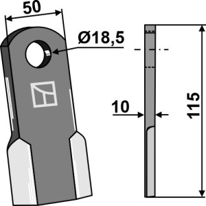 Recht mes 115x50mm