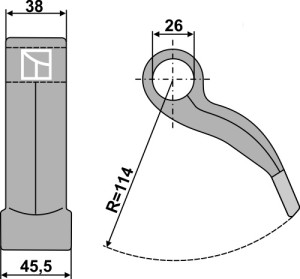 Hamerklepel 45,5x38mm