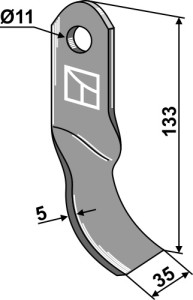 Gedraaid mes 133x35mm