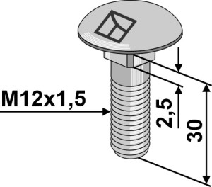 Boulon à tête bombée M12x1,5x30 sans écrou