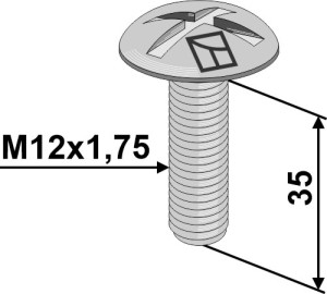 Boulon à tête bombée M12x1,75x35 sans écrou