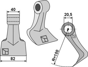 Hamerklepel 82x40mm