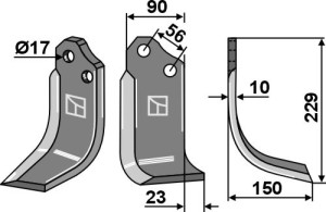 Couteau 229x90mm, droit