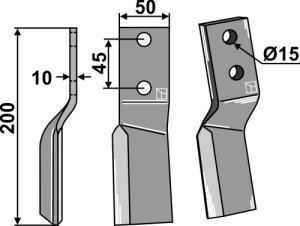 Dent rotative 200x50mm, gauche