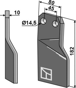 Dent rotative 182x80mm, gauche