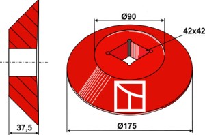 End disc - outer for 40x40 square shaft