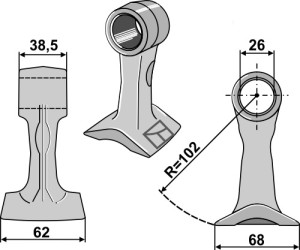 Hamerklepel 62x38,5mm