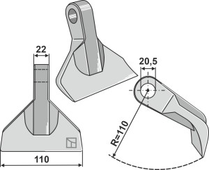 Hamerklepel 110x22mm