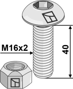 Inbusbout M16x2x40 met borgmoer
