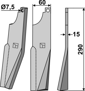 Dent rotative 290x60mm, droit