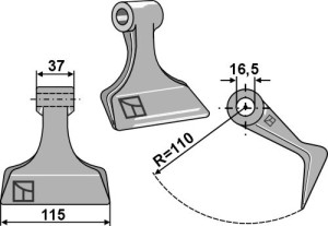 Hamerklepel 115x37mm