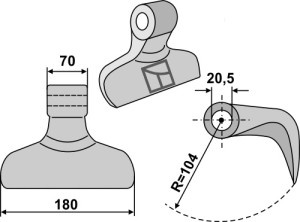 Hamerklepel 180x70mm