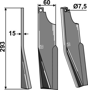 Dent rotative 203x60mm, gauche