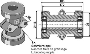 Bearing compl. for 30x30 square shaft