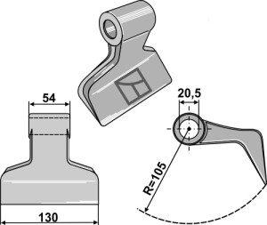 Hamerklepel 130x54mm
