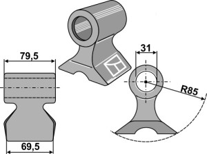 Hamerklepel 69,5x79,5mm