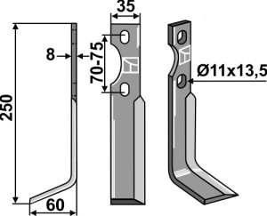 Dent rotative 250x35mm, gauche