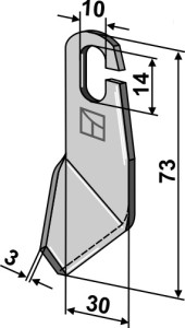 Vleugelmes 73x30mm - rechtse uitvoering