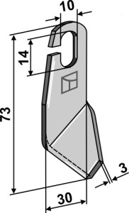 Vleugelmes 73x30mm - linkse uitvoering