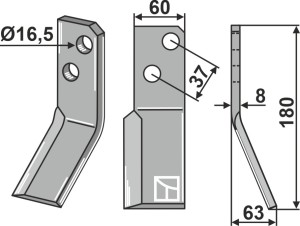 Dent rotative 180x60mm, droit