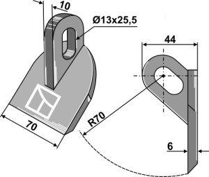 Hamerklepel 70x10mm