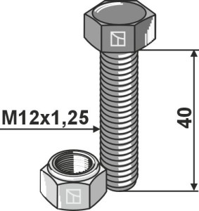 Sechskantschraube mit Feingewinde - M12x1,25x40 - 10.9 - Verzinkt