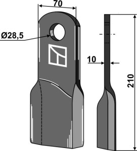 Gedraaid mes 210x70mm