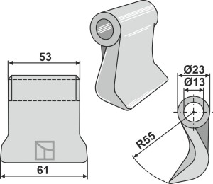 Hamerklepel 61x53mm