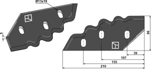 Couteau pour mélangeurs de fourrage, gauche