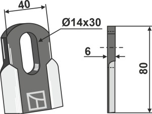 Recht mes 80x40mm