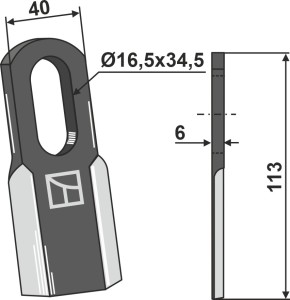 Recht mes 113x40mm
