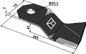 Klepel 205x75mm - rechts