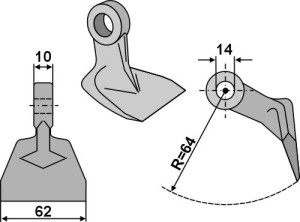 Hamerklepel 62x10mm