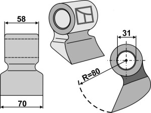 Hamerklepel 70x58mm