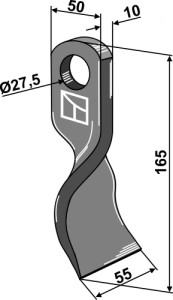 Gedraaid mes 165x50mm