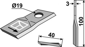 Couteau rotatif 100x40mm
