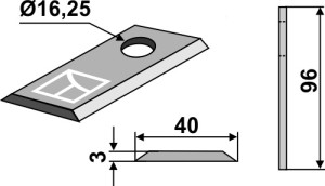 Couteau rotatif 96x40mm