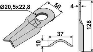 Couteau rotatif 128x37mm