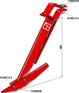 Scraper arm for roof ring roller -compl.