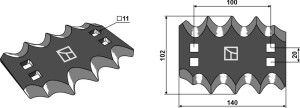 Couteau pour mélangeurs de fourrage, droit