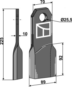 Mulchmes 225x70mm, rechts