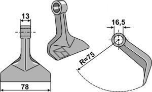 Hamerklepel 78x13mm