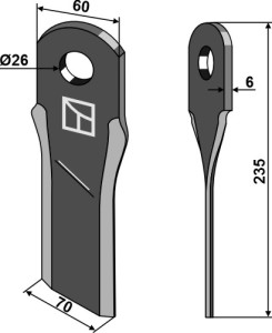 Gedraaid mes 225x60mm