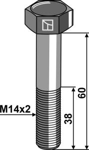 Boulon à tête hexagonale M14x2x60 sans écrou
