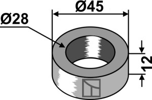 Schijf Ø45x12xØ28