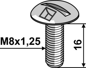 Boulon à tête bombée M8x1,25x16 - galvanisé