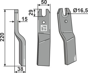Dent rotative 220x50mm, gauche
