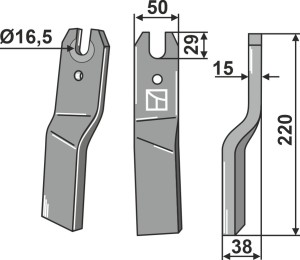 Dent rotative 220x50mm, droit