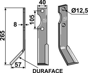 Couteau DURAFACE 265x40mm, gauche